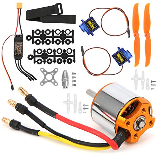 Helicóptero RC Hélice Sin escobillas Protección Completa Motor de helicóptero RC Helicóptero Conjunto de ala Fija Función de calibración del Acelerador 40A ESC para helicóptero RC