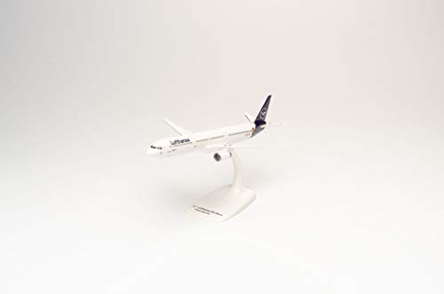 Herpa 612432 - Airbus A321, El Ratón, biplano de Lufthansa, Alas, aeromodelismo con Soporte, construcción de maquetas, Modelos en Miniatura, Objeto de colección, Encaje a presión, Multicolor