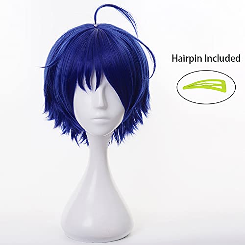 HIROAKIYA Ai Ohto Wig, Wonder Egg Priority Ai Ohto Cosplay Wig with Wig Cap, Peluca Azul Corta Cosplay Anime