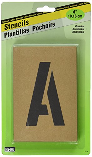 Hy-ko ST-4 4 pulg reutilizable Carded N-mero y Letra Stencil - Pack de 6