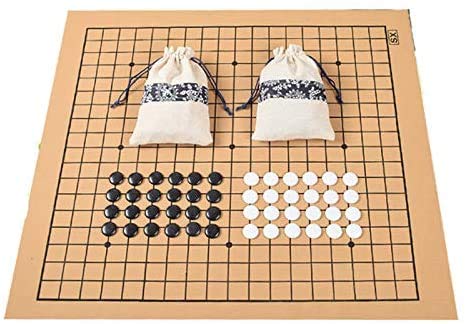 J & J IR Ajedrez Uso Partido por Línea 19 361Pcs Pieza de ajedrez Juego de ajedrez IR Diámetro 2,2 cm de Piel Tablero de ajedrez Bolsa de Tela Weiqi Juego del Juguete Chino