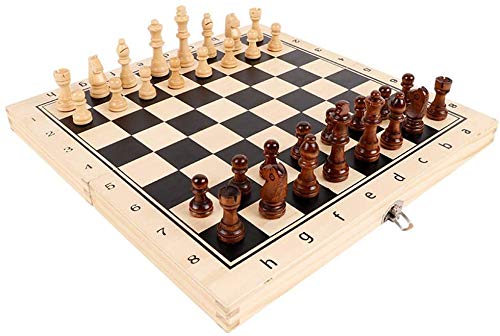 J & J Juego de ajedrez portátil Plegable magnético Tablero de ajedrez de Madera Plegable Internacional de Ajedrez Juego de Interior del Recorrido al Aire sólido de ajedrez de Madera Juego Set,34cm