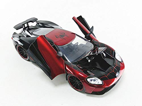 Jada 31190 Hollywood Rides 1:24 2017 Ford GT with Miles Morales Figura, Negro y Rojo