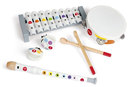 Janod - Confetti - Juego de Instrumentos Musicales en Madera, Juguete de Imitación y Estimulación Del Talento Musical - Desde Los 2 Años, J07600