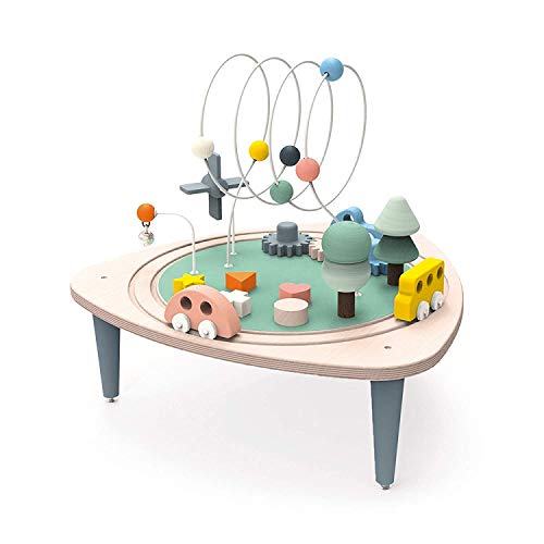 Janod - Mesa de actividades de madera Sweet Cocoon - Mesa multijuego adecuada para niños pequeños - Actividades para bebés, desarrollo de la motricidad fina - A partir de 1 año, J04411