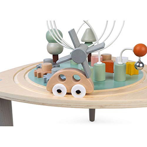 Janod - Mesa de actividades de madera Sweet Cocoon - Mesa multijuego adecuada para niños pequeños - Actividades para bebés, desarrollo de la motricidad fina - A partir de 1 año, J04411