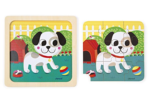 Janod - Perrito Titus Puzzle de Madera, Color Multicolor, J07066