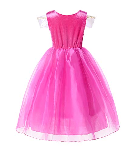 JerrisApparel Niña Princesa Aurora Disfraz Vestir Bella Durmiente Vestito (7 años, por la Tobillo con Accesorios)