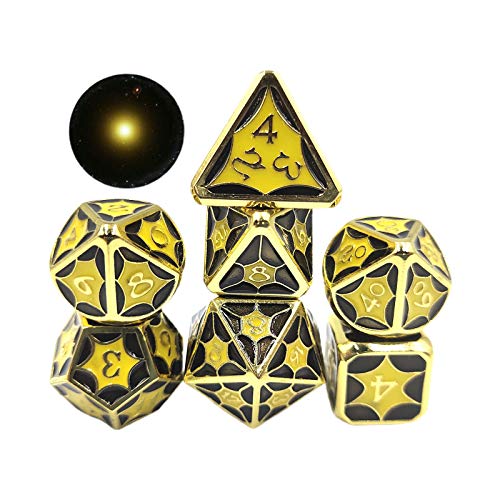 JIUYECAO Starcraft Series Juego de mesa Dados de plata brillante en polvo azul claro, 7 unids/set aleación metal poliédrico dados D20 D12 D10 D8 D6 D4 para Dnd Rpg Mtg Tabl