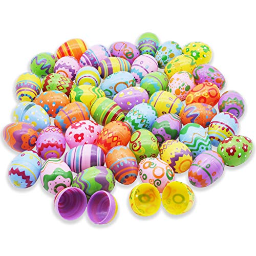 JOYIN 48 piezas de huevos de pascua brillantes de plástico de 6cm para rellenar para la caza de pascua, rellenos para cestas, suministros de premios para el aula, rellenos, fiesta, regalo sorpresa.