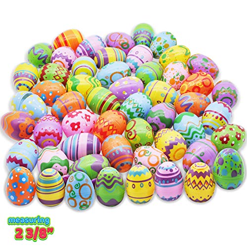 JOYIN 48 piezas de huevos de pascua brillantes de plástico de 6cm para rellenar para la caza de pascua, rellenos para cestas, suministros de premios para el aula, rellenos, fiesta, regalo sorpresa.