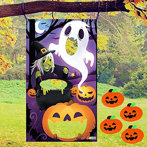 JOYIN Juego de Lanzamiento Temática Halloween, Fantasma, Bruja, Calabaza, con 4 Bolsas de Frijoles, Suministros Decoración para Fiestas, Juegos para Niños