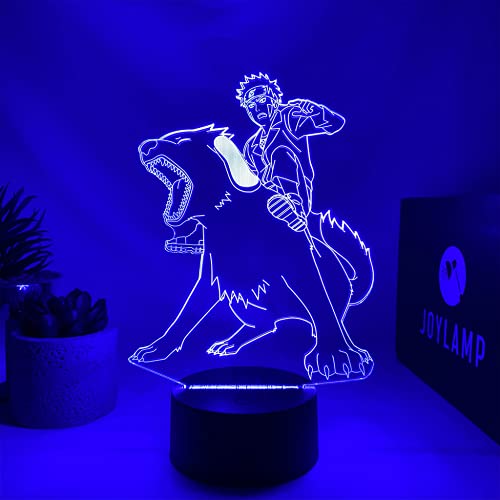 JoyLamp - Kiba Inuzuka - Colección oficial JoyLamp x Naruto - 16 colores + Mando a distancia + Embalaje de Naruto - Lámpara Manga 3D de Naruto