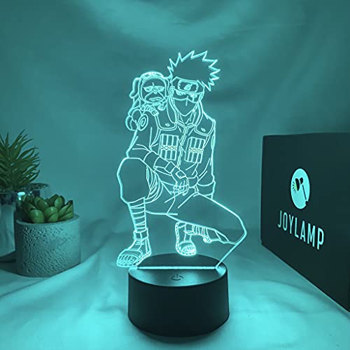 JoyLamp - Lámpara 3D Kakashi Hatake - Luz nocturna del manga Naruto con 16 colores - Viene con mando a distancia y pack personalizado