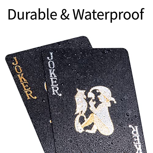 Joyoldelf - Juego de cartas de plástico, color negro y dorado