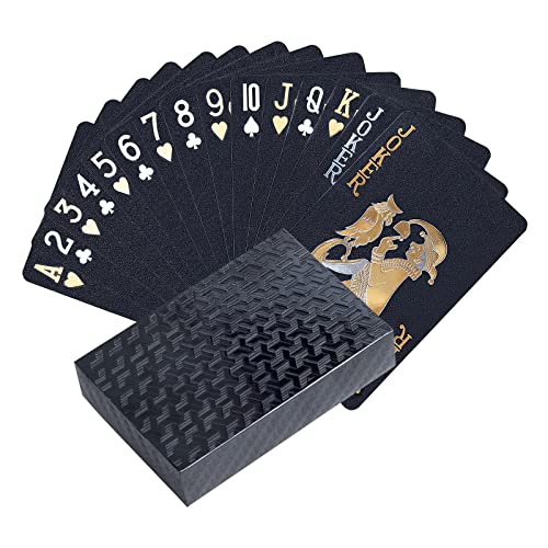 Joyoldelf - Juego de cartas de plástico, color negro y dorado