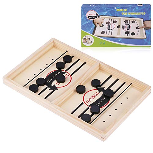 JOYUE Juego de Mesa de Hockey, Juego de Air Hockey para Mesa, Juego de Hockey de Madera Portátil, Fast Sling Puck Game, Juegos de Mesa Interactivos para Actividades de Reunión Familiar