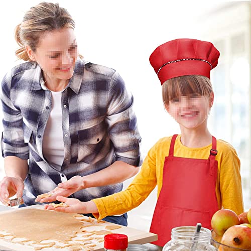 Juego de delantales de chef para niños, delantales con mangas de gorro de chef con bolsillos, disfraz de chef ajustable para niños y niñas, ropa para cocinar y hornear (Orange,L)