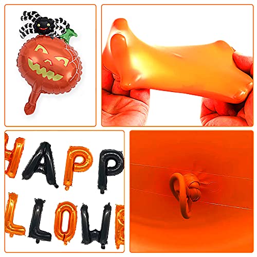 Juego de globos para Halloween, 1 juego de globos de Halloween, 30 unidades de 30 globos de látex de 30 cm, 3 globos de aluminio, murciélagos, araña de calabaza, esqueleto, con bomba de mano