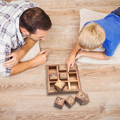 Juego De Tic-Tac-Toe De Madera Hecho A Mano, Juguete De Juego De Mesa XO, Juegos De Mesa Familiares Viajes En 3D De Decoración De Sala De Estar Y Juegos De Mesa De Café, Juguete Educativo Para Niños