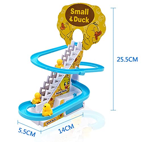 Juguete de montaña rusa - Escaleras eléctricas de escalada de patos, pista de patitos, juguetes de deslizamiento, juego de escalada de carreras de animales con luces LED intermitentes para niños peque