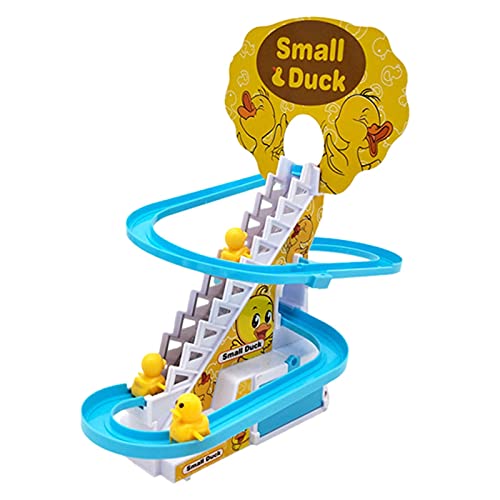 Juguete de montaña rusa - Escaleras eléctricas de escalada de patos, pista de patitos, juguetes de deslizamiento, juego de escalada de carreras de animales con luces LED intermitentes para niños peque