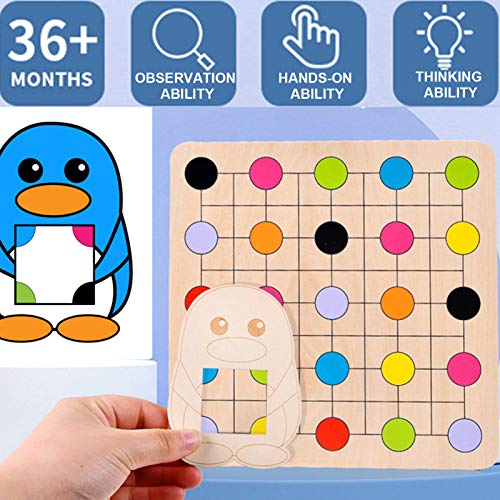 Juguete Educativo Preescolar, Mejora la Cooperación de las Manos Juguete de Aprendizaje de Color de Madera Finamente Pulida para la Educación Temprana(Juego de búsqueda de colores de pingüinos)