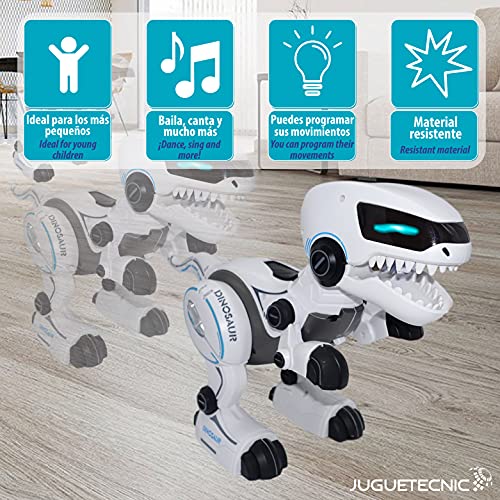 JUGUETECNIC │ Rocco el Robot Dinosaurio teledirigido | Canta y Baila! │Programa tu Mascota interactiva │ Juguete RC para niños │ Robótica educativa │ Cable de carga USB