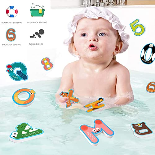 Juguetes Bañera, 36 Letras y Números de Baño A-Z y 0-9 Juguetes para el Baño Flotantes con Bolsa de Almacenamiento y Juguete Baño Serie Animal, Juguetes Bañera Bebés para Niños