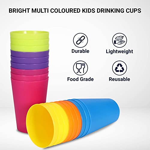 KAHEIGN 24 Piezas Reutilizable Copas De Plástico, 250ml Para Niños Niños Durable Juego De Vasos De Vasos De Plástico Para Beber Para Cocina Fiestas Al Aire Libre Picnics Travel (6 Colores Brillantes)