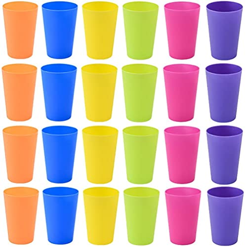 KAHEIGN 24 Piezas Reutilizable Copas De Plástico, 250ml Para Niños Niños Durable Juego De Vasos De Vasos De Plástico Para Beber Para Cocina Fiestas Al Aire Libre Picnics Travel (6 Colores Brillantes)