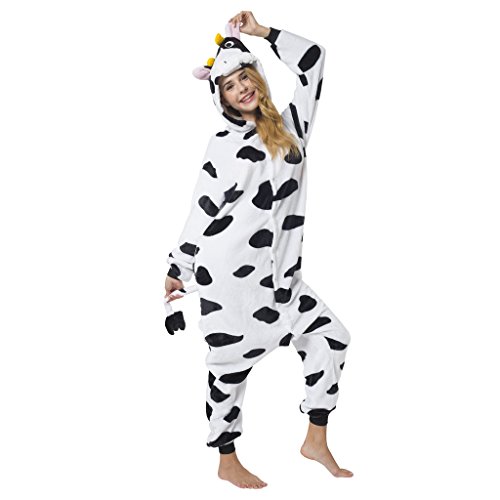 Katara-(10+ Modelos) Kigurumi Pijamas Disfraz de Animal Halloween Carnaval, Adultos, Color vaca, Talla 145-155cm (1744) , color/modelo surtido