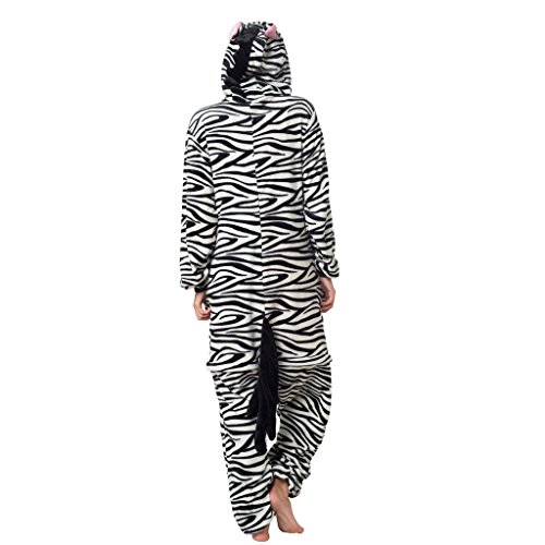 Katara 1744 - Kigurumi Pijamas Disfraz de Animal - Traje de Noche con Capucha - Adultos Unisexo - Cebra, L