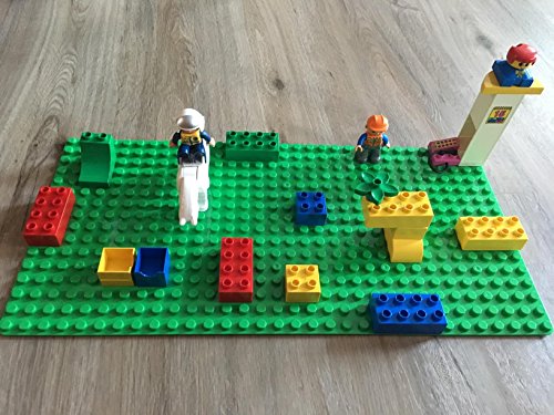 Katara- Placa de Construcción Compatible con Lego Duplo, Hubelino, Papimax, Unico Plus, 3 Pcs, Tamaño 51 x 26cm / 32 x 16 Pernos, Color Verde Oscuro, 51 x 26 cm (1739-2)