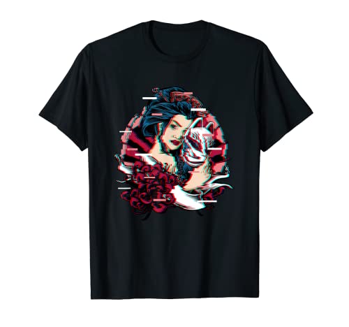 Kawaii Geisha Japonés Traditional Kitsune Yokai Aesthetic Camiseta