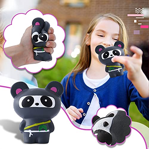 Kawaii Ninja Panda juguetes exprimibles, juguete Jumbo Squishy Stress Relief Fidget Toys, recuperación lenta, regalo de descompresión para niñas y niños ADD ADHD autismo