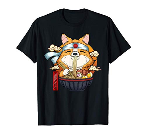 Kawaii Ramen Corgi Puppy Japanese Noodles Anime Otaku Gifts Camiseta