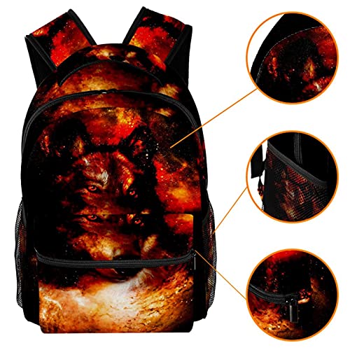 KeepCart Mochila Mochila Mochila Mochila escolar Senderismo Mochila Aprender Alta capacidad y lindo al aire libre Lobo espacial para hombre y mujer