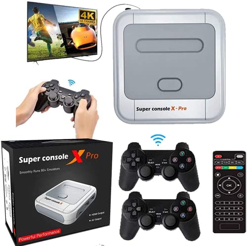 KINMRIS Consola de Videojuegos Super Consola X Pro 256G incorporada en más de 50000 Juegos, Consola súper Retro de Juegos para TV 4K Compatible con Salida HD, Compatible con 5 Jugadores