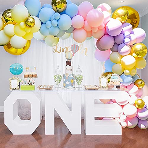 Kit de arco de guirnalda de globos, 122 globos Macaron Rainbow pastel, globos de oro 4D para decoraciones de fondo de fiesta de cumpleaños para niñas y mujeres