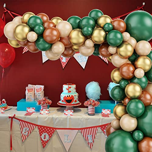 Kit de guirnaldas de globos navideños, 106 piezas El juego de globos navideños contiene globos de látex de albaricoque rojo verde oscuro mate y globos dorados metálicos para decoración de fiesta