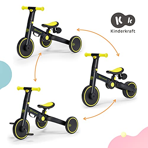 kk Kinderkraft Triciclo 3 en 1 4TRIKE, Minibicicleta, Plegado, Siento ajustable, Negro