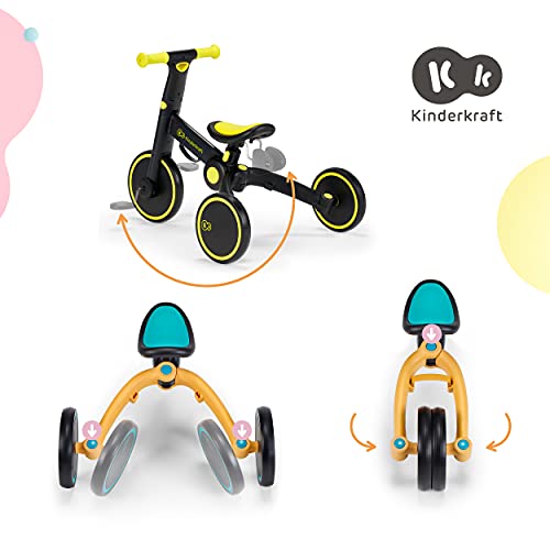 kk Kinderkraft Triciclo 3 en 1 4TRIKE, Minibicicleta, Plegado, Siento ajustable, Negro