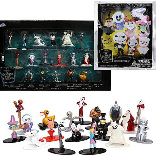 Kooky Nightmare Before Christmas Jack Pack Figures Bundled with Plush Pop Character Blind Bag + 18 Halloweentown Mini Nano Fig Skellington / Sally / Zero / Oogie Boogie / Mayor & More 2 Items