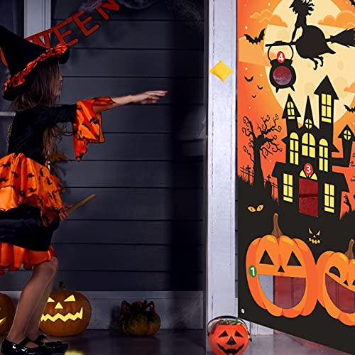 LAMEK Juegos de Lanzamiento de Halloween Calabazas Juego de Lanzamiento de Interiores Exteriores Halloween Toss Banner con 3 Bolsas de Frijoles para Niños Adultos Fiesta de Halloween Decoraciones