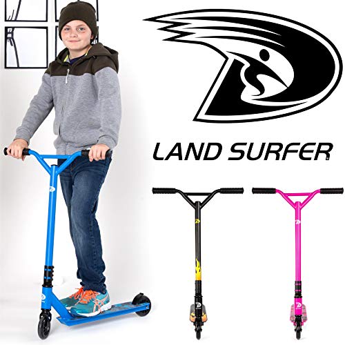 Land Surfer- Patinete de trucos y saltos, Negro / Llama