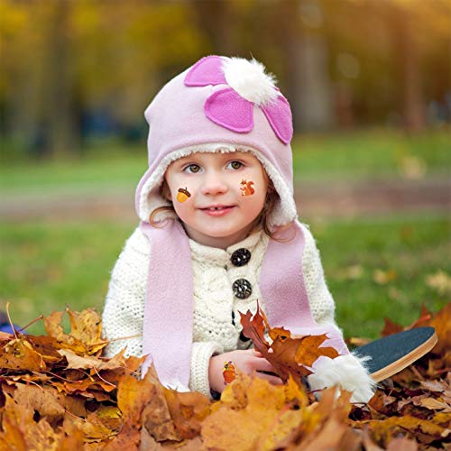 LANMOK 193 Piezas Pegatinas de Tatuaje Acción de Gracias Tatuajes Temporales Infantiles Calabazas Calcamonias para Niños Tatuajes Otoño Regalo de Cosecha Premios de Clases Carnaval Halloween