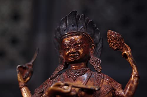 LAOJUNLU Una estatua de bronce dorado de cuatro brazos Vajra colección de obras maestras de bronce antiguo de joyería de estilo tradicional chino solitario