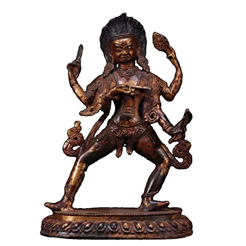 LAOJUNLU Una estatua de bronce dorado de cuatro brazos Vajra colección de obras maestras de bronce antiguo de joyería de estilo tradicional chino solitario