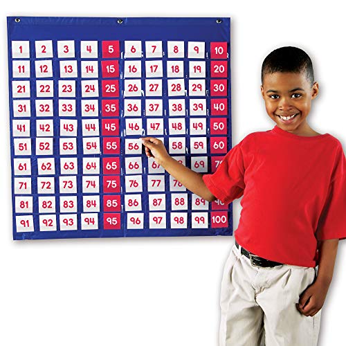 Learning Resources Ler2208 Hundred Pocket Chart Panel De Cien Bolsillos + Encajables Snap Cubes (Set De 100), Color (Ler7584)